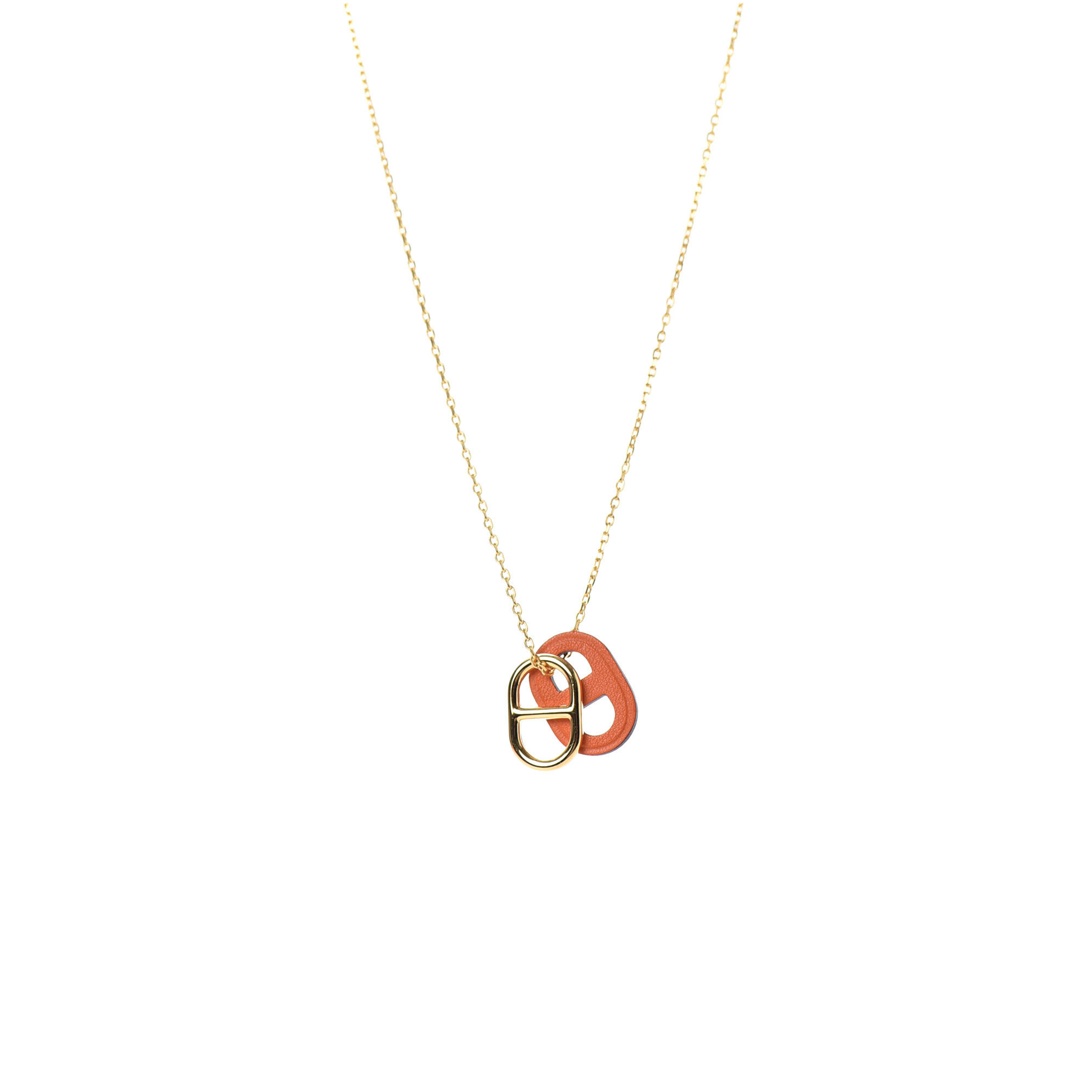 HERMÈS SWIFT O'MAILLON PENDANT NECKLACE ORANGE